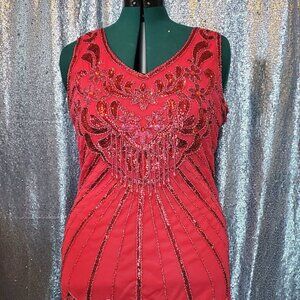 Hot Pink Sequined Flapper Dress